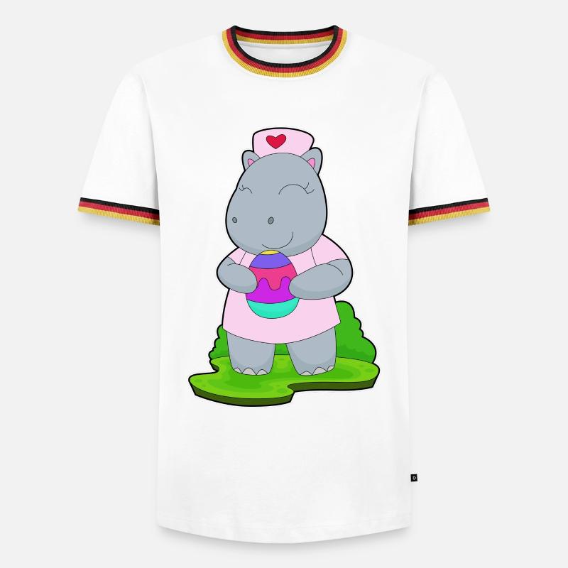 Nilpferd Ostern Krankenschwester - Männer Kontrast-T-Shirt - Weiß/Dreifarbig