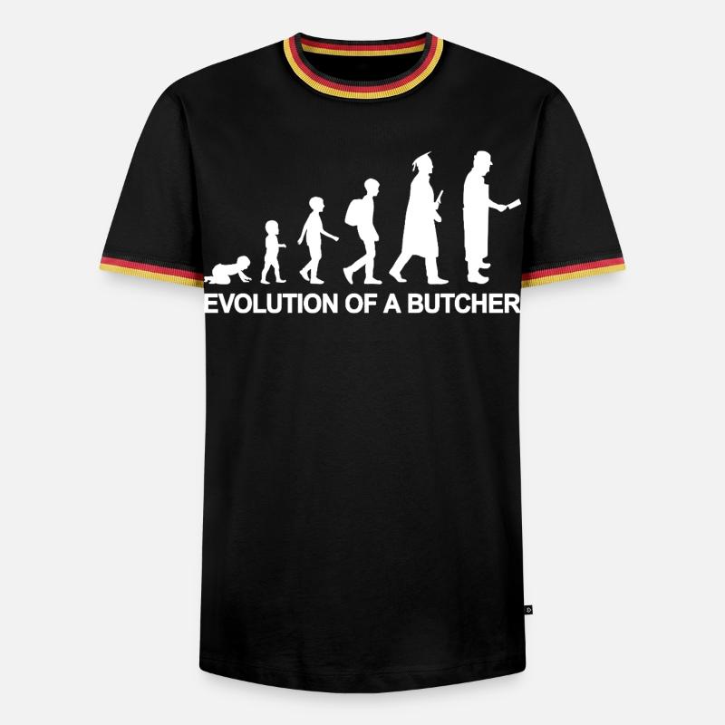 Metzger Evolution - Männer Kontrast-T-Shirt - Schwarz/Dreifarbig