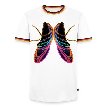 Ballettschuhe Steamwave Art - Männer Kontrast-T-Shirt - Weiß/Dreifarbig - Vorne - AI Model Female 172 light (172cm) & AI Model Male 185 light (185cm)
