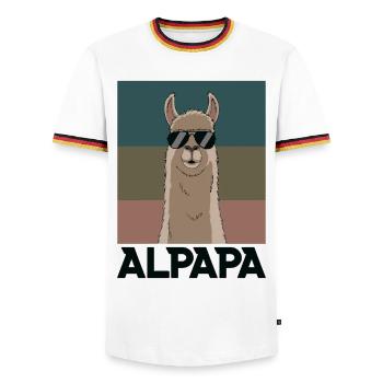 Papa Alpaga Papa Drôle Lama Cadeau de Fête des Pères - T-shirt contrasté Homme - blanc/tricolore - Devant - AI Model Female 172 light (172cm) & AI Model Male 185 light (185cm)