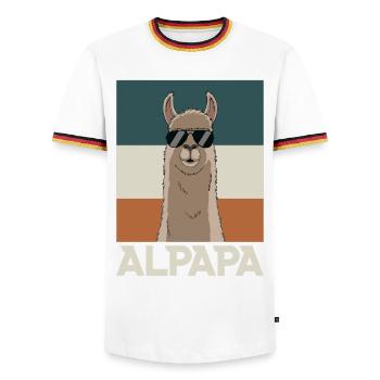 Papa Alpaga Papa Drôle Lama Cadeau de Fête des Pères - T-shirt contrasté Homme - blanc/tricolore - Devant - AI Model Female 172 light (172cm) & AI Model Male 185 light (185cm)