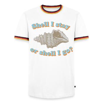 Shell ou go ? - T-shirt contrasté Homme - blanc/tricolore - Devant - AI Model Female 172 light (172cm) & AI Model Male 185 light (185cm)
