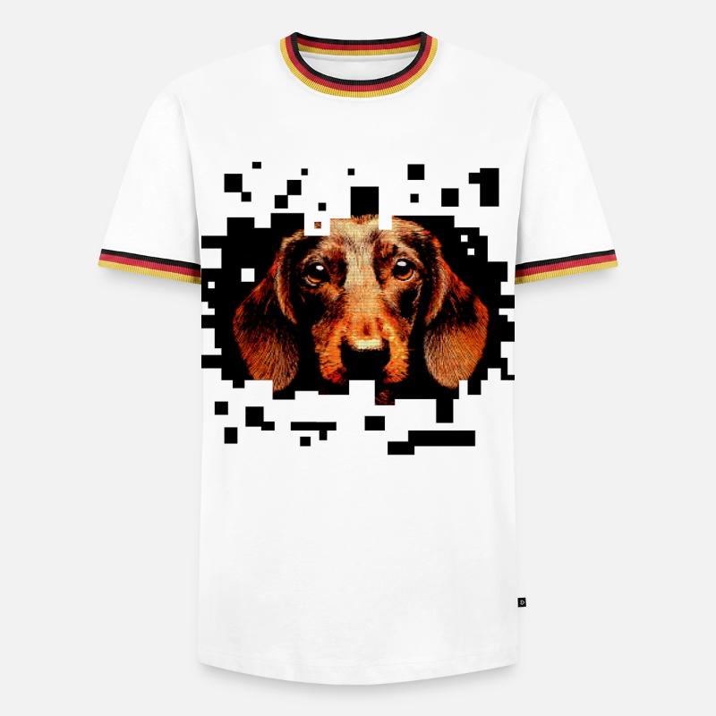 Dachshund Wirehaired Pixelart - Men's Ringer Shirt - white/tricolour