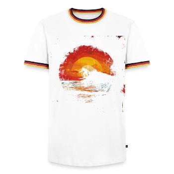 Surfer Sunset - Men's Ringer Shirt - white/tricolour - Front - AI Model Female 172 light (172cm) & AI Model Male 185 light (185cm)