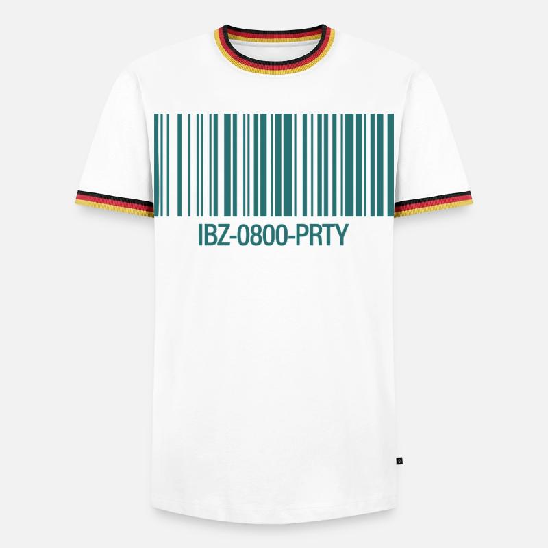 IBZ-0800-PRTY – Barcode Party Ticket - Männer Kontrast-T-Shirt - Weiß/Dreifarbig