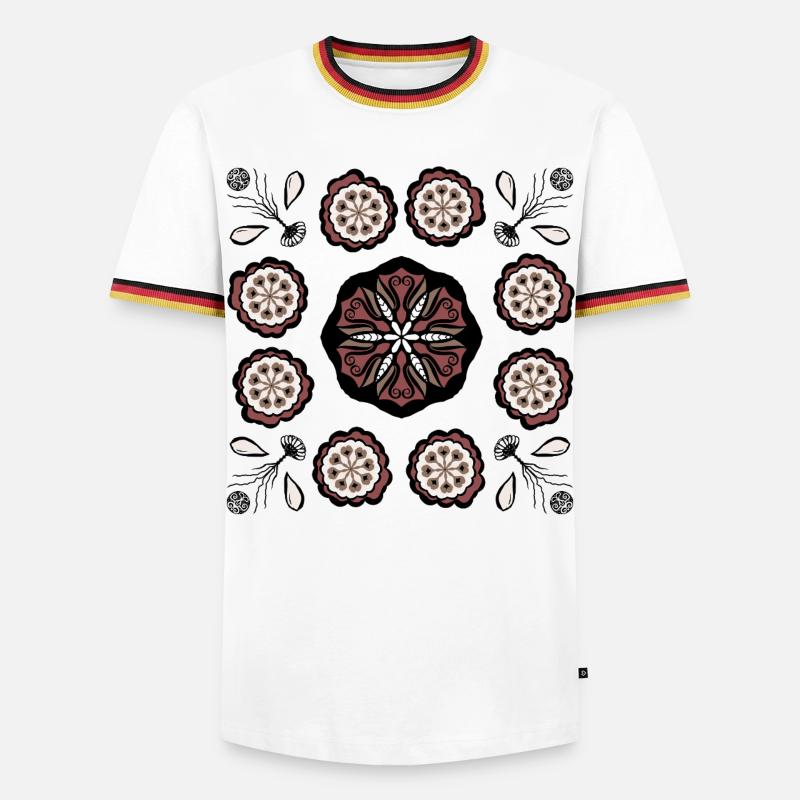 Dark flower mandala pattern - Men's Ringer Shirt - white/tricolour