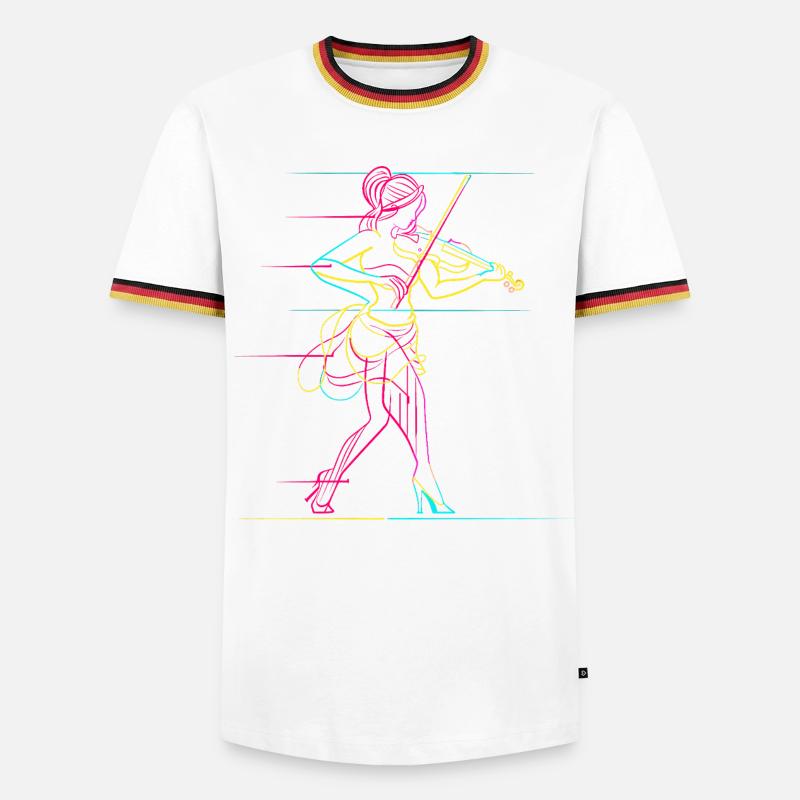 Geigenmädchen - Männer Kontrast-T-Shirt - Weiß/Dreifarbig