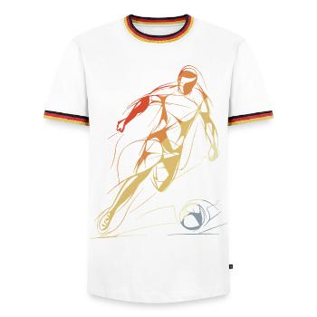 Croquis de joueur de football vintage - T-shirt contrasté Homme - blanc/tricolore - Devant - AI Model Female 172 light (172cm) & AI Model Male 185 light (185cm)