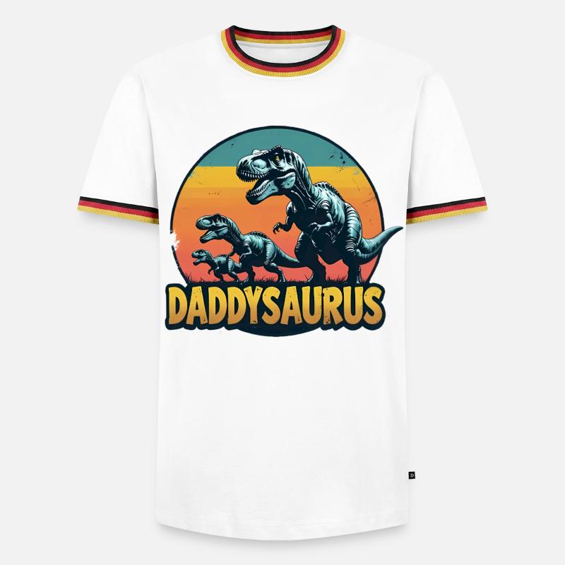 Daddysaurus - Männer Kontrast-T-Shirt - Weiß/Dreifarbig