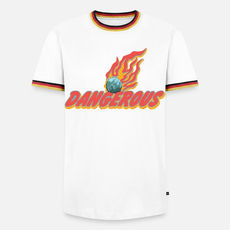 Gefährlich – Flammender Meteor Statement - Men's Ringer Shirt - white/tricolour