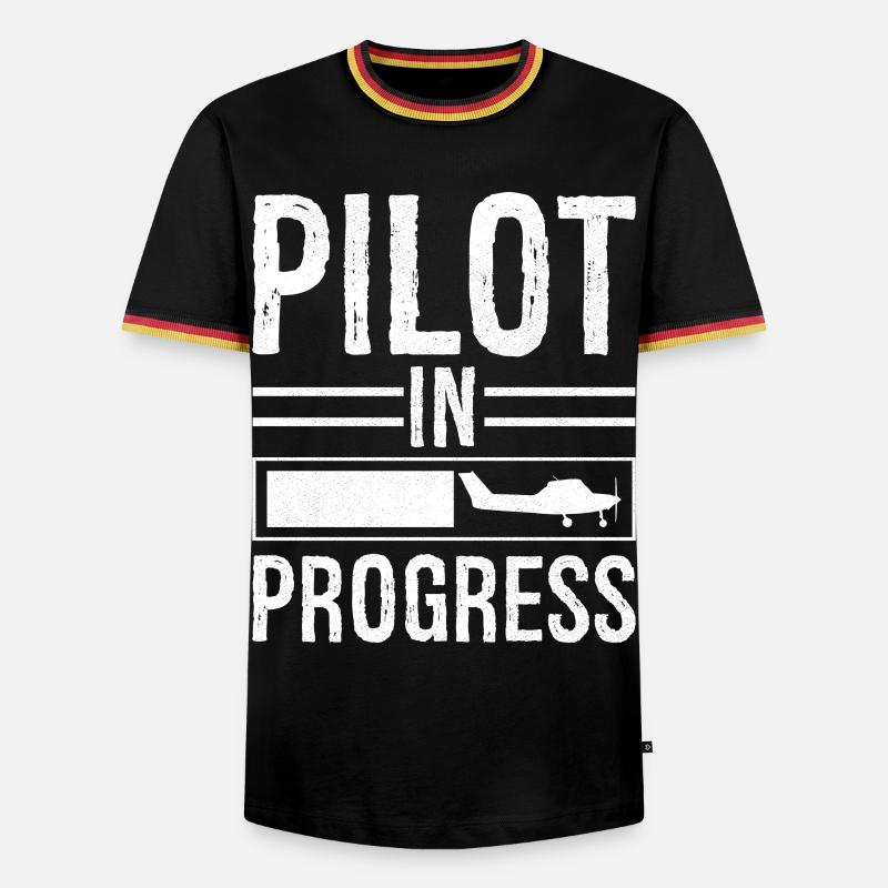 Pilot In progress - Männer Kontrast-T-Shirt - Schwarz/Dreifarbig