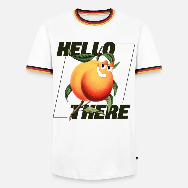 Peach Retro – Hello There Statement - Men's Ringer Shirt - white/tricolour