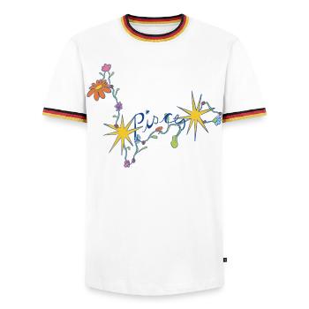 Pisces – Magische Sternzeichen-Blumenillustration - Männer Kontrast-T-Shirt - Weiß/Dreifarbig - Vorne - AI Model Female 172 light (172cm) & AI Model Male 185 light (185cm)