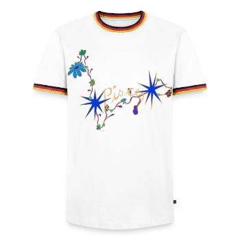 Poissons – Signes et fleurs mystiques du zodiaque - T-shirt contrasté Homme - blanc/tricolore - Devant - AI Model Female 172 light (172cm) & AI Model Male 185 light (185cm)
