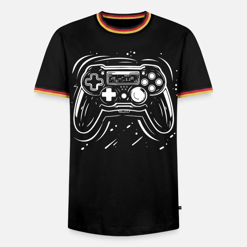 Gaming Controller Drawing - Men's Ringer Shirt - black/tricolour