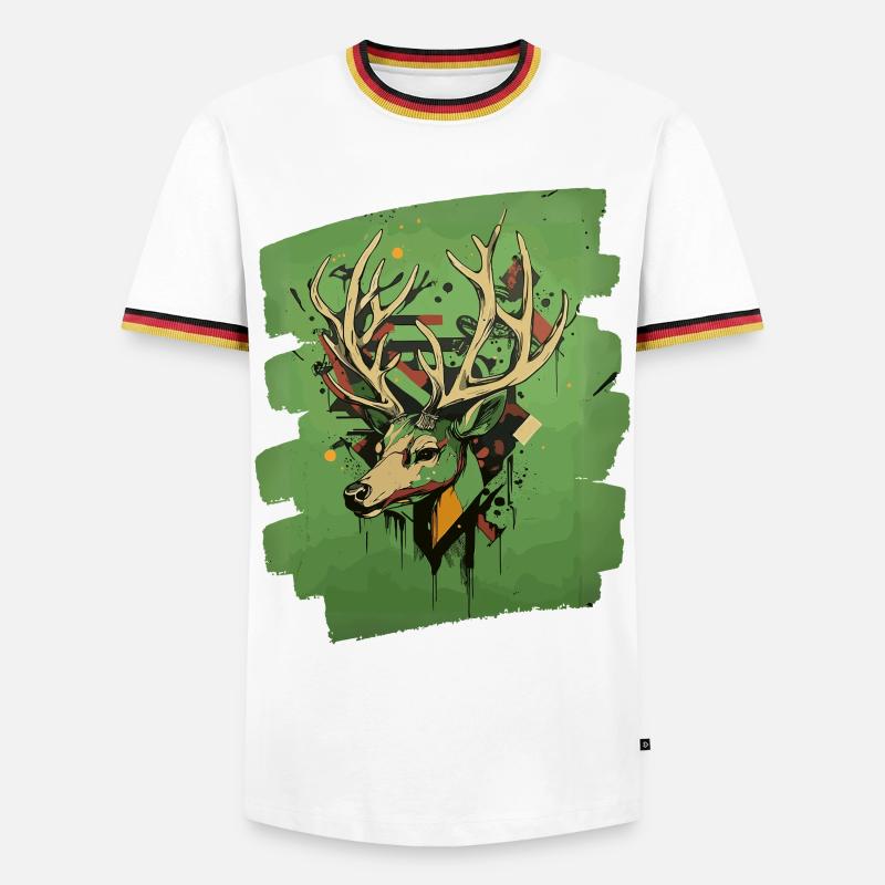 Hirsch mit Geweih - Männer Kontrast-T-Shirt - Weiß/Dreifarbig