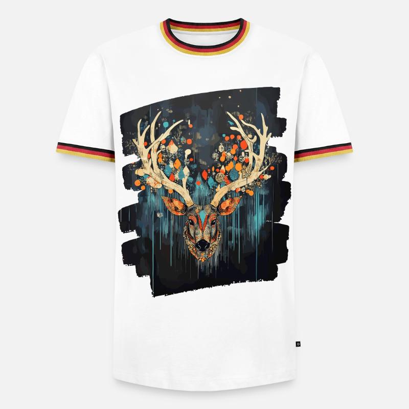 Hirsch mit Geweih - Männer Kontrast-T-Shirt - Weiß/Dreifarbig