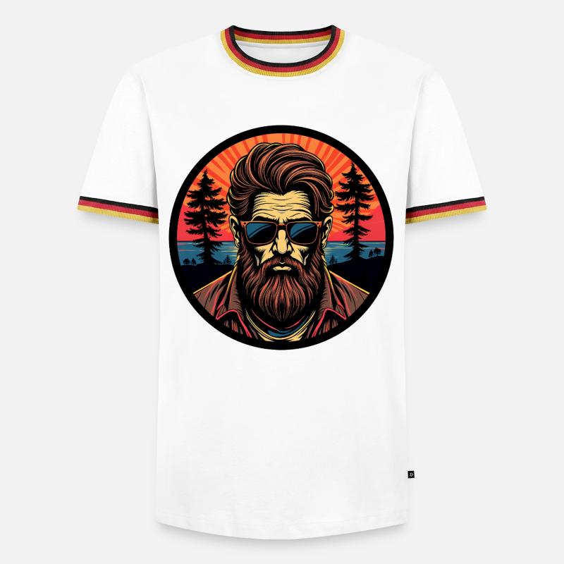 Bart-Mann - Männer Kontrast-T-Shirt - Weiß/Dreifarbig