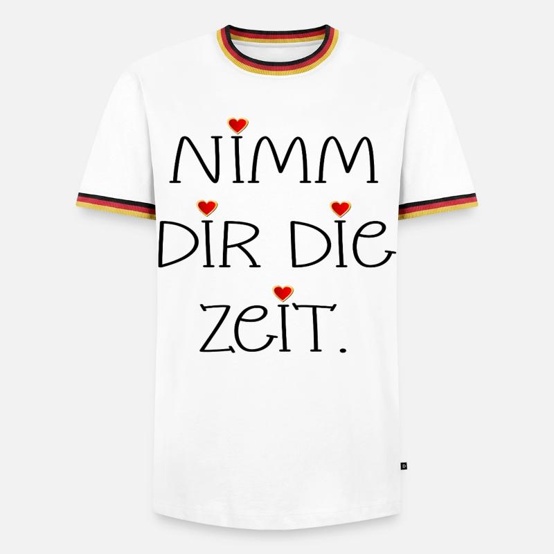 NIMM DIR DIE ZEIT - HERZ - Männer Kontrast-T-Shirt - Weiß/Dreifarbig