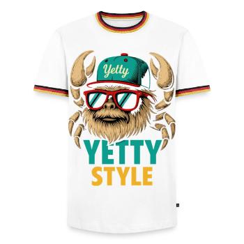 Graphisme Yeti Style Yetty - T-shirt contrasté Homme - blanc/tricolore - Devant - AI Model Female 172 light (172cm) & AI Model Male 185 light (185cm)