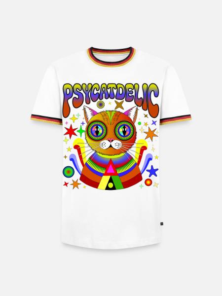 PSYCATDELIC - Men's Ringer Shirt - white/tricolour