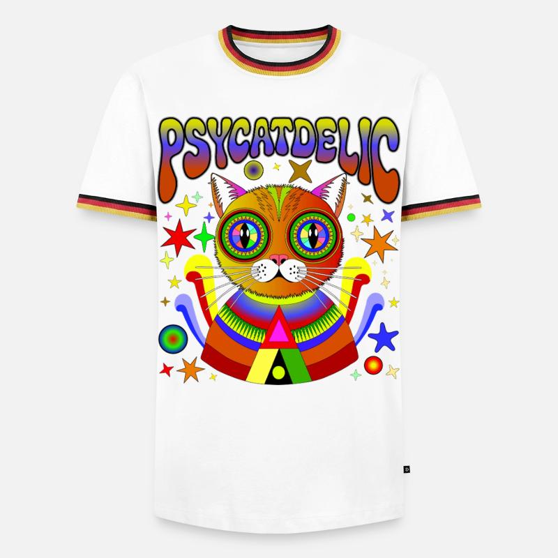 PSYCATDELIC - Männer Kontrast-T-Shirt - Weiß/Dreifarbig