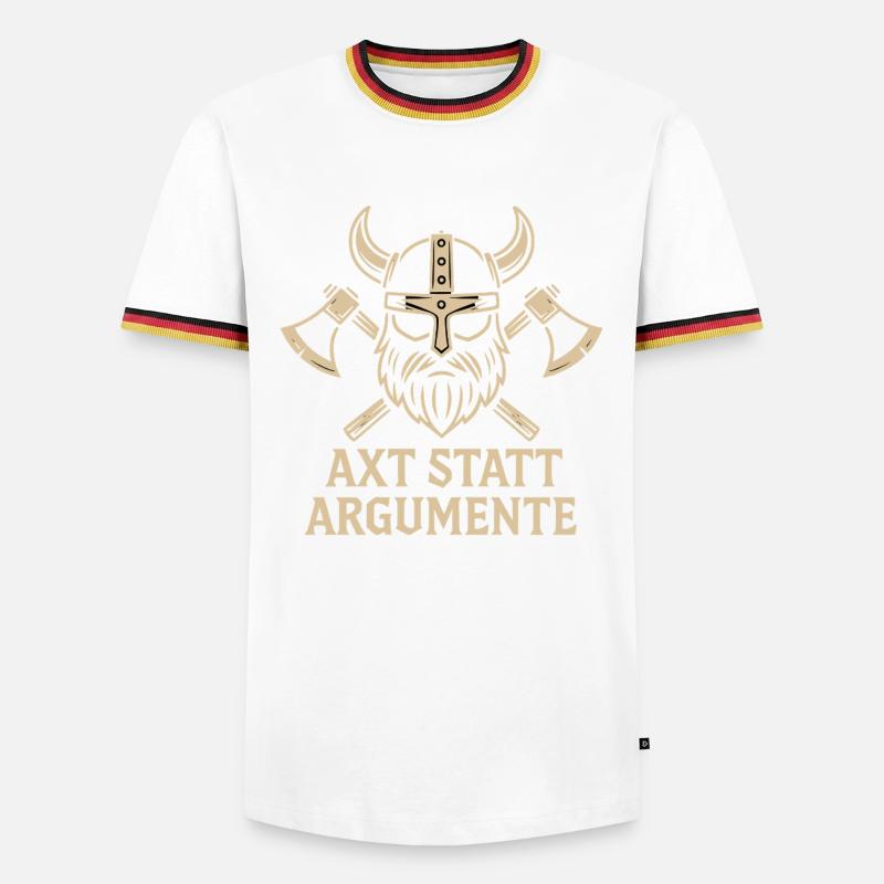 Viking axe instead of arguments - Men's Ringer Shirt - white/tricolour