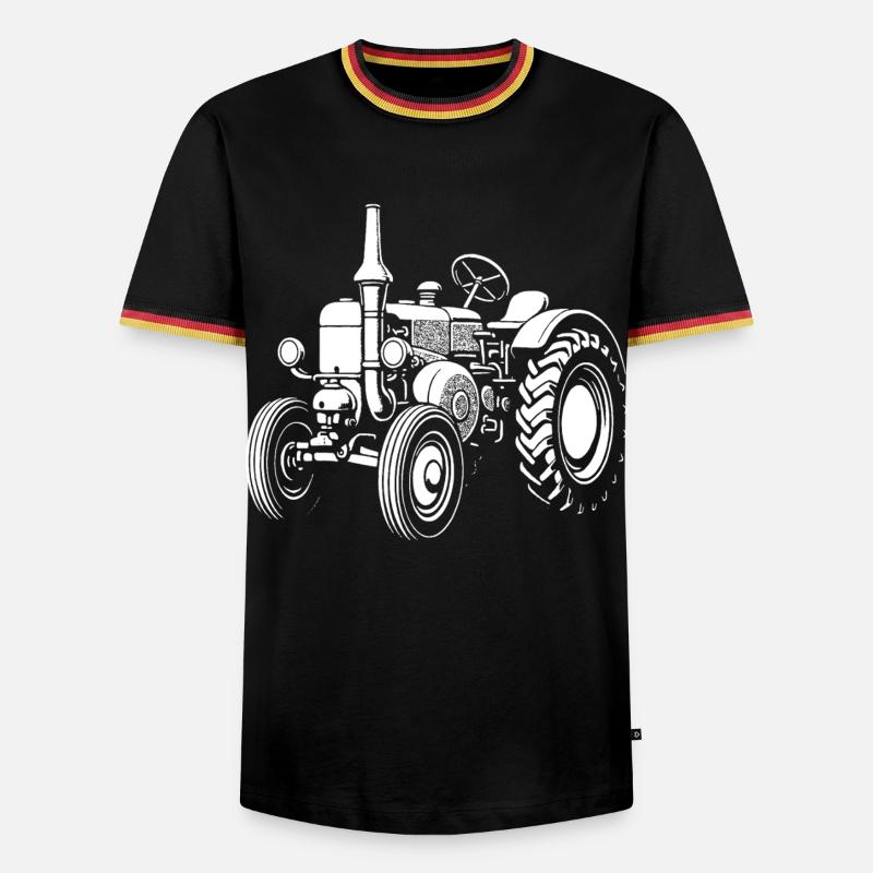 Nostalgischer Ackerheld - Männer Kontrast-T-Shirt - Schwarz/Dreifarbig