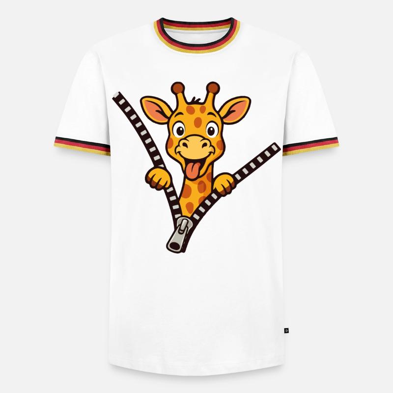 Freche Giraffe - Männer Kontrast-T-Shirt - Weiß/Dreifarbig