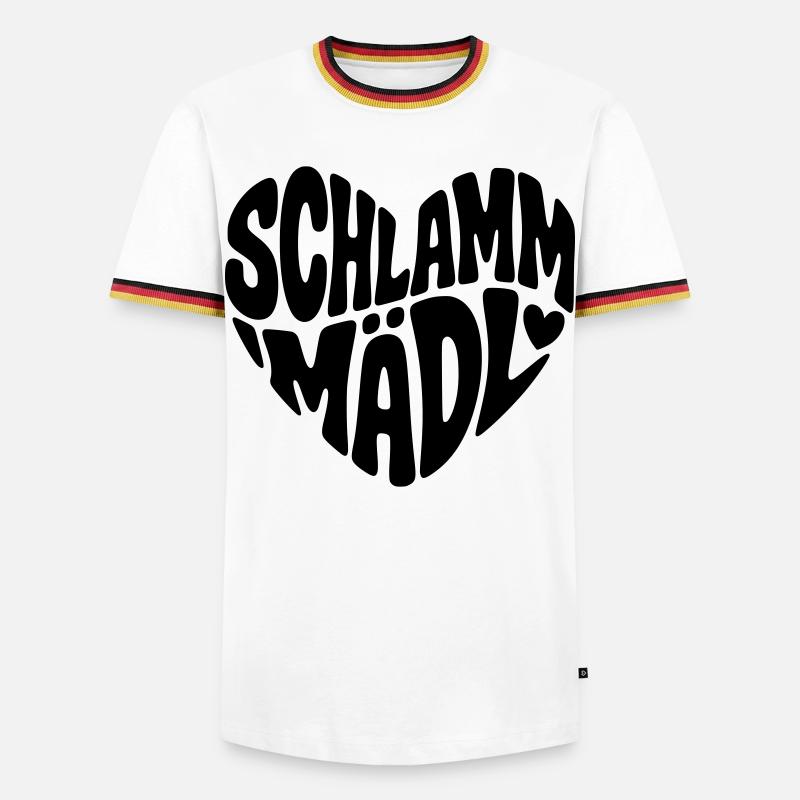 Schlamm Mädl  - Männer Kontrast-T-Shirt - Weiß/Dreifarbig