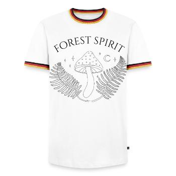 Waldgeist, Pilz und Farn - Männer Kontrast-T-Shirt - Weiß/Dreifarbig - Vorne - AI Model Female 172 light (172cm) & AI Model Male 185 light (185cm)