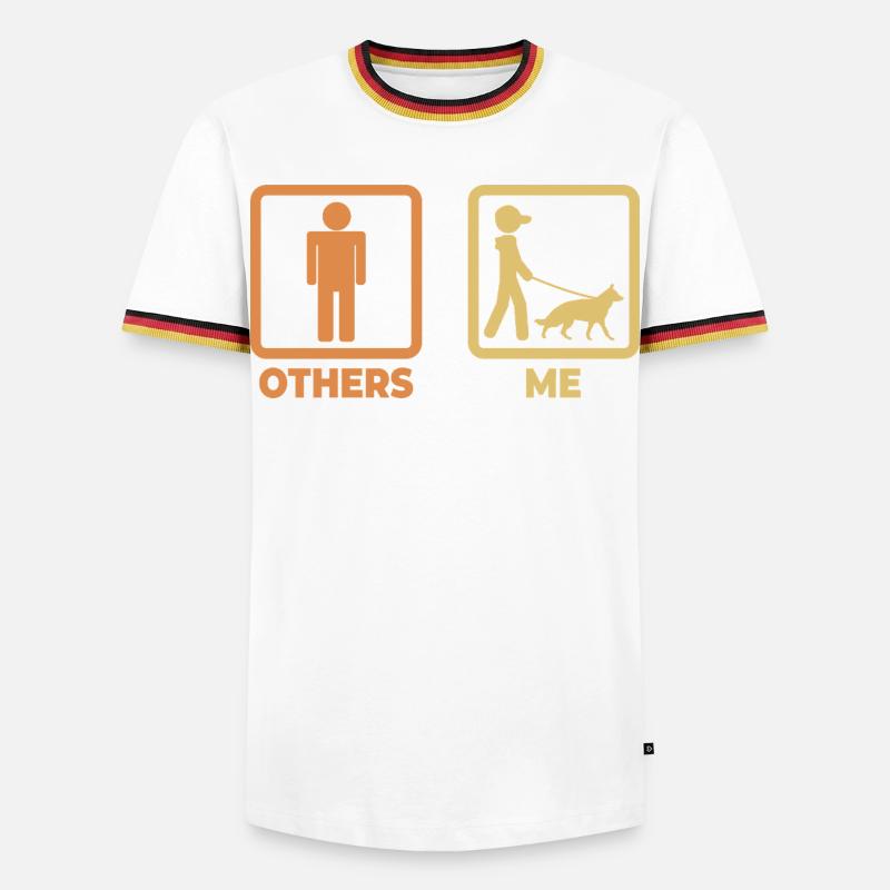 German Shepherd Stick Figure - Men's Ringer Shirt - white/tricolour
