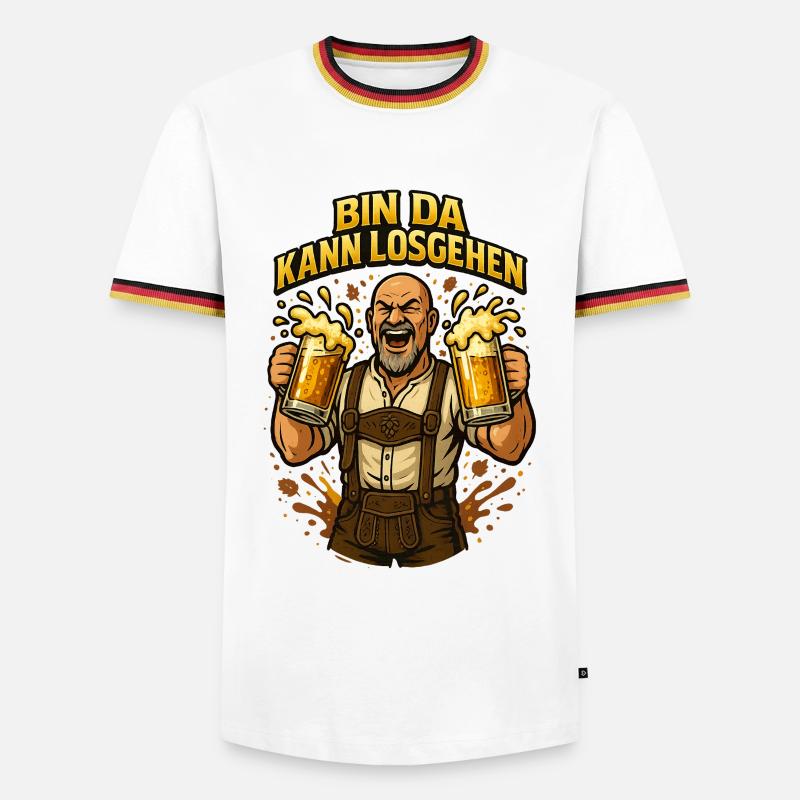 Bier Bierkrug Bierflasche Bierzelt Biergarten - Männer Kontrast-T-Shirt - Weiß/Dreifarbig