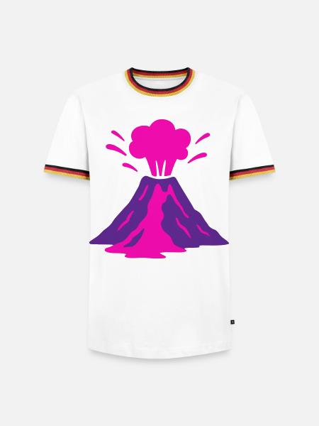 Vulkanausbruch in pink - Männer Kontrast-T-Shirt - Weiß/Dreifarbig