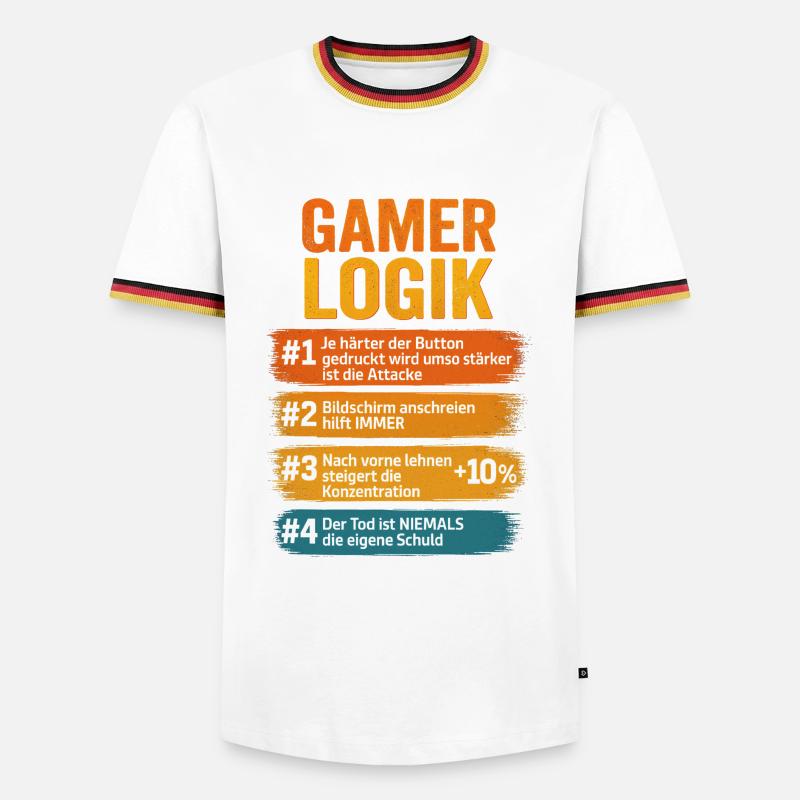 Gamer Logik Computer PC Controller Zocker - Männer Kontrast-T-Shirt - Weiß/Dreifarbig