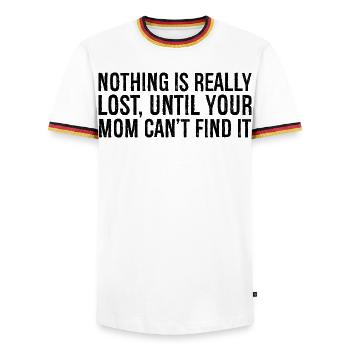 nothing is really lost until your mom can't find - Men's Ringer Shirt - white/tricolour - Front - AI Model Female 172 light (172cm) & AI Model Male 185 light (185cm)