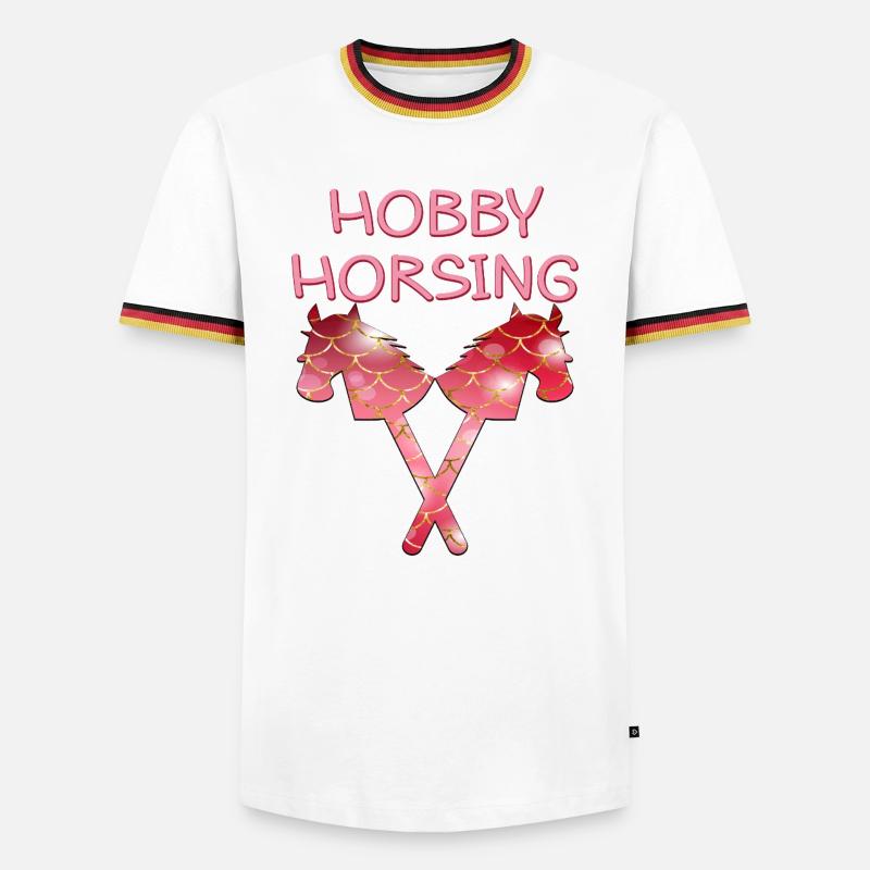 HOBBY HORSING PFERDE - Männer Kontrast-T-Shirt - Weiß/Dreifarbig