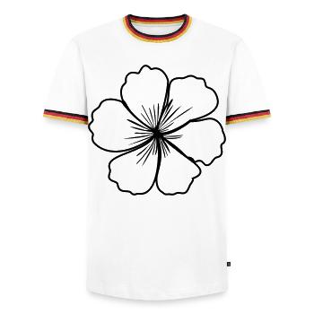 Cherry Blossom – Multi-Color Contours Sakura Look - Men's Ringer Shirt - white/tricolour - Front - AI Model Female 172 light (172cm) & AI Model Male 185 light (185cm)