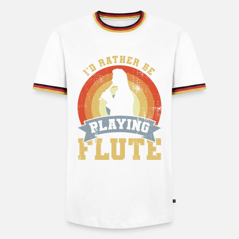 I’d Rather Be Playing Flute - Männer Kontrast-T-Shirt - Weiß/Dreifarbig