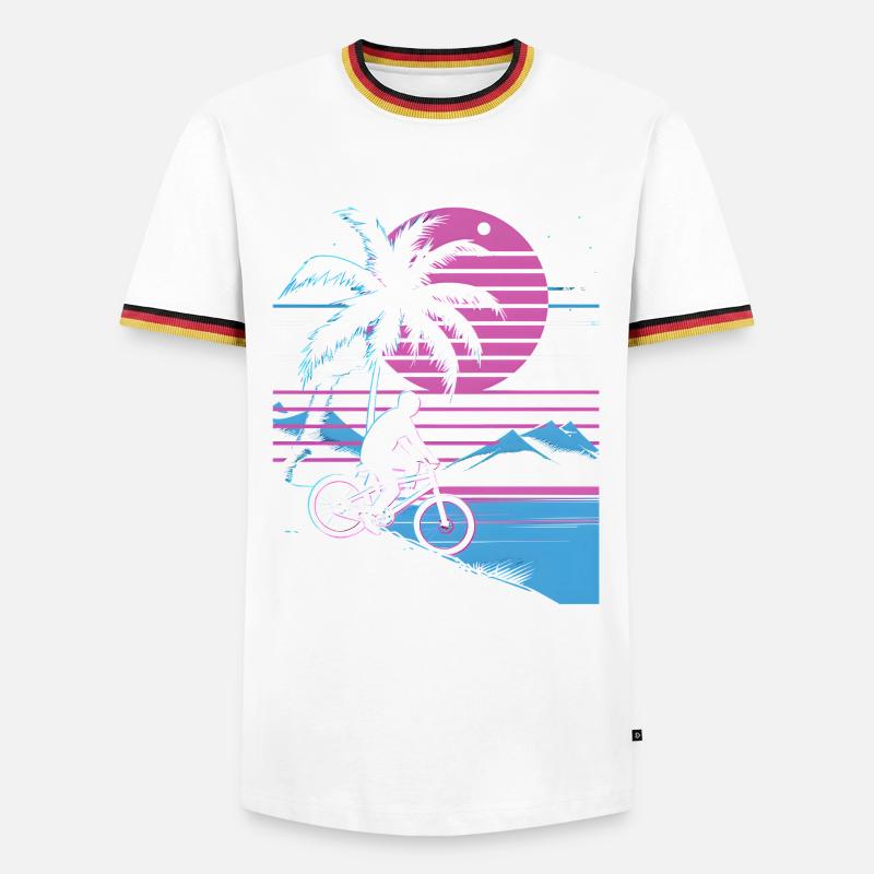 Mountainbiking Synthwave - Männer Kontrast-T-Shirt - Weiß/Dreifarbig