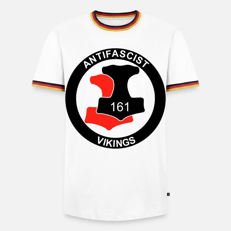 Antifa Vikings - Männer Kontrast-T-Shirt - Weiß/Dreifarbig