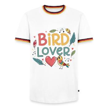 Buntes Design für Vogelliebhaber - Männer Kontrast-T-Shirt - Weiß/Dreifarbig - Vorne - AI Model Female 172 light (172cm) & AI Model Male 185 light (185cm)