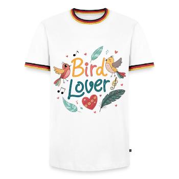 Love Birds Colorful Design - Men's Ringer Shirt - white/tricolour - Front - AI Model Female 172 light (172cm) & AI Model Male 185 light (185cm)