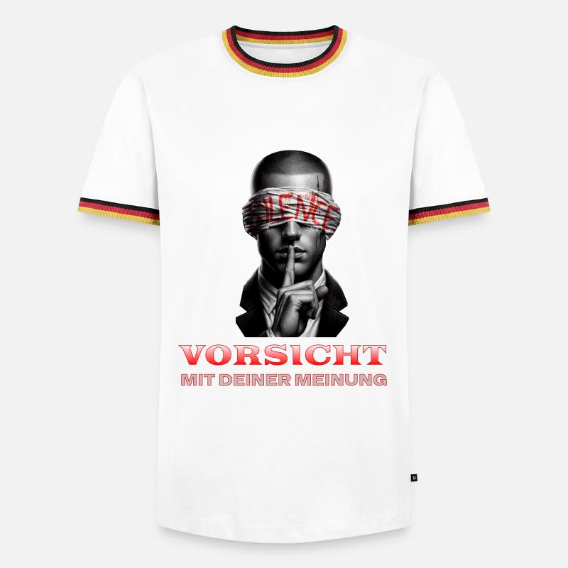 Beware, Subtle Message with a Blindfold - Men's Ringer Shirt - white/tricolour