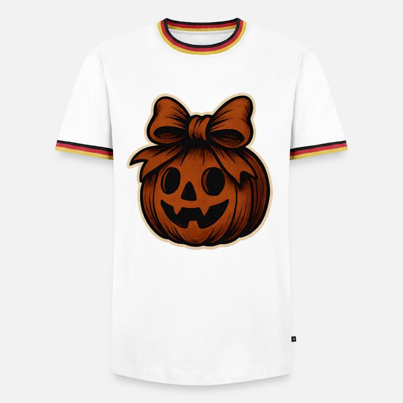 Spooky pumpkin with bow - Men's Ringer Shirt - white/tricolour