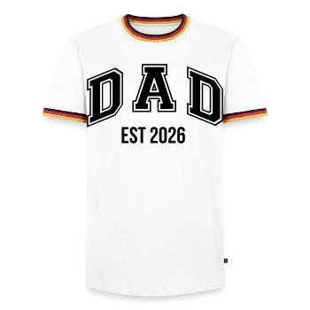 Dad 26 Dad Baby Dad 2026 Father's Day - Men's Ringer Shirt - white/tricolour - Front - AI Model Female 172 light (172cm) & AI Model Male 185 light (185cm)