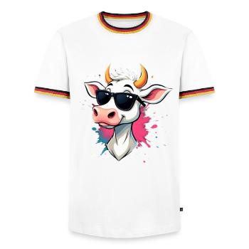 Chillen mit Sonnenbrille Kuh - Männer Kontrast-T-Shirt - Weiß/Dreifarbig - Vorne - AI Model Female 172 light (172cm) & AI Model Male 185 light (185cm)