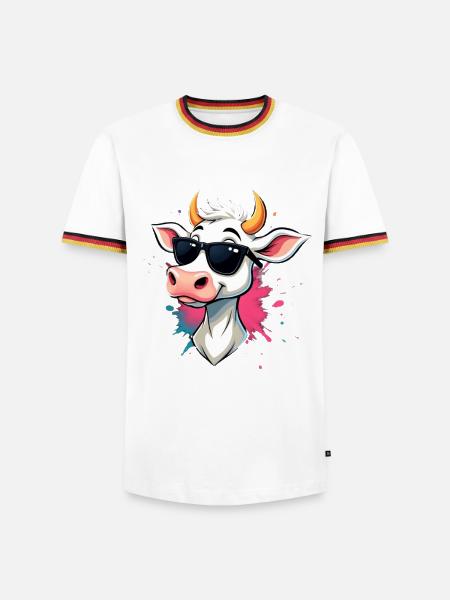 Chilling with sunglasses cow - Men's Ringer Shirt - white/tricolour