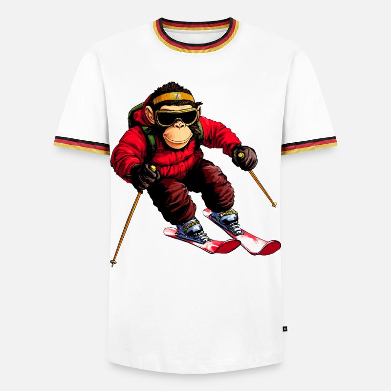 Ski Affe - Männer Kontrast-T-Shirt - Weiß/Dreifarbig