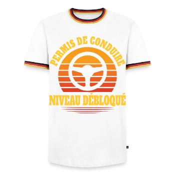 License Level Unlocked Gamer Driver - Men's Ringer Shirt - white/tricolour - Front - AI Model Female 172 light (172cm) & AI Model Male 185 light (185cm)